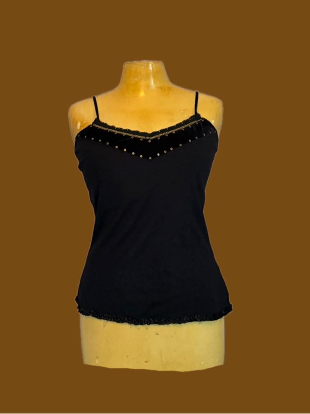 🎓Y2K Whimsigoth Beaded Velvet Lace Cami🎓